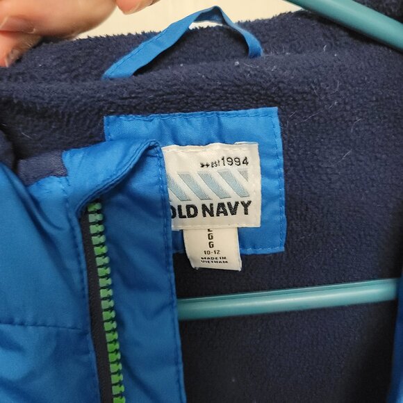 Kids Old Navy Blue Full Zip Puffer Coat with Hood - Picture 4 of 4